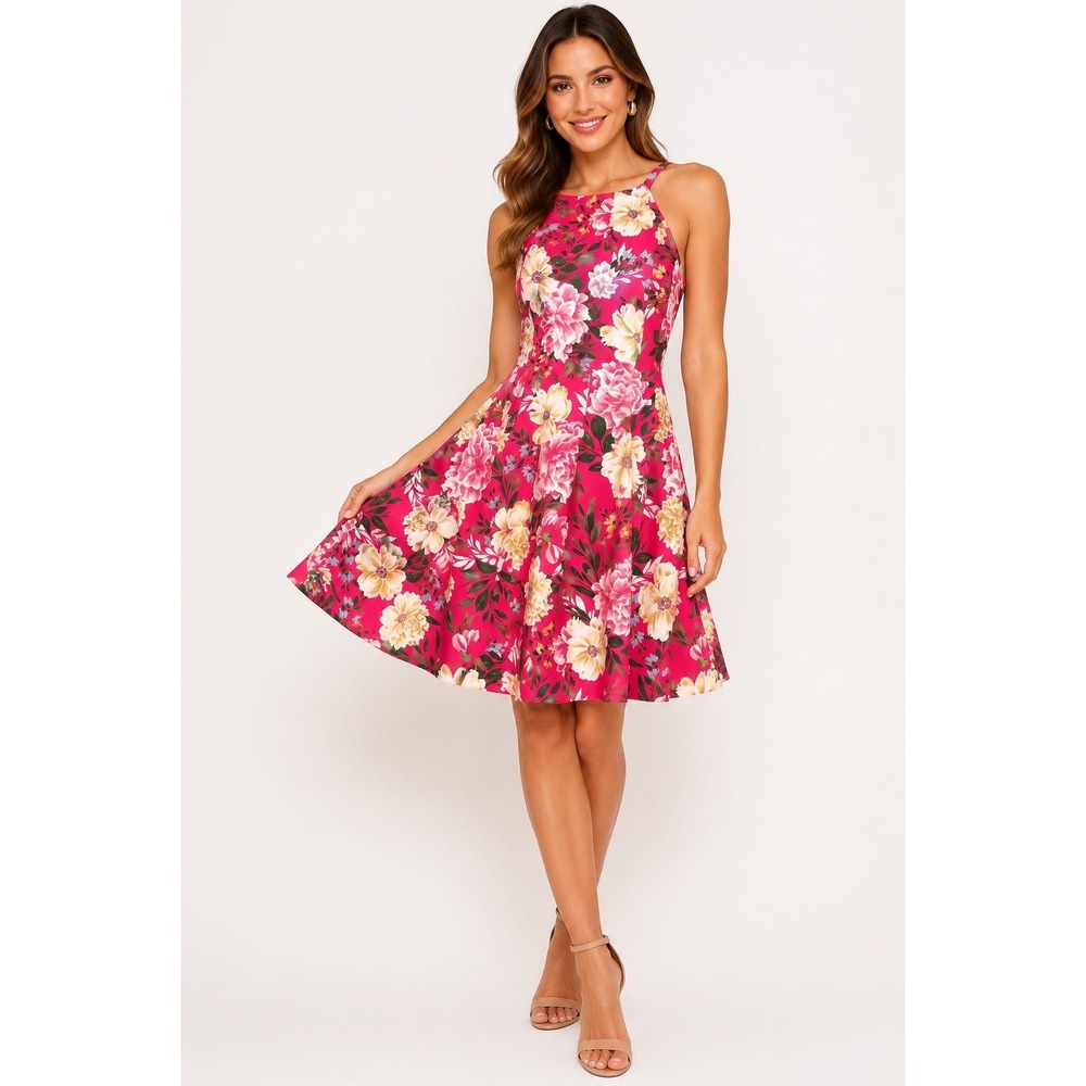 Vince Camuto Pink Floral Fit & Flare‎ 
Sleeveless Skater Dress NWT Size 2